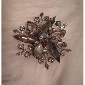 Vintage Estate Gray Crystal Arora's Borealis Rhinestone Brooch, Beau Jewels?